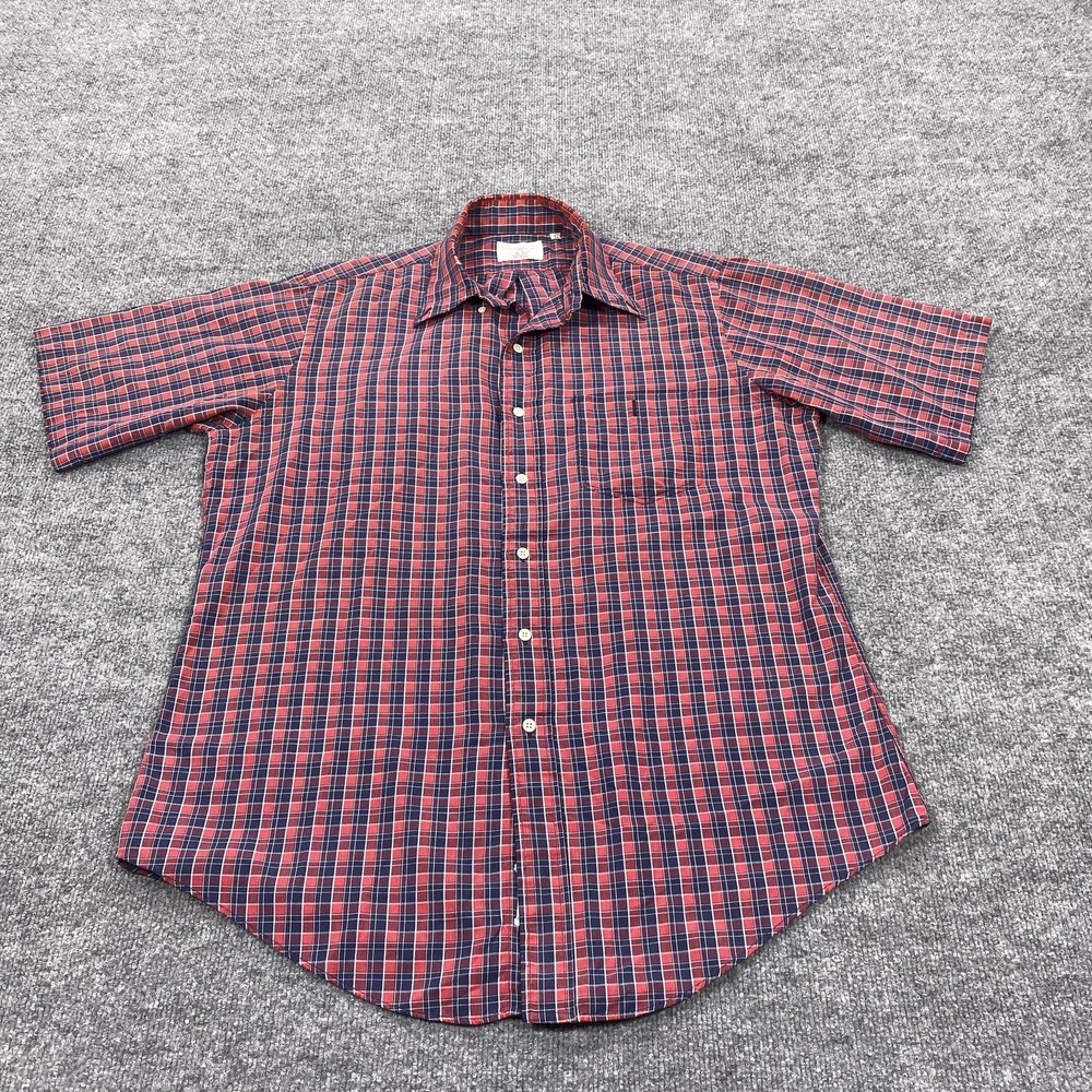 Vintage Gitman Bros. Shirt Mens Large Red Plaid Short Sleeve Button‎ Up
